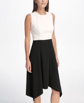 Colorblocked Handkerchief Hem Dress